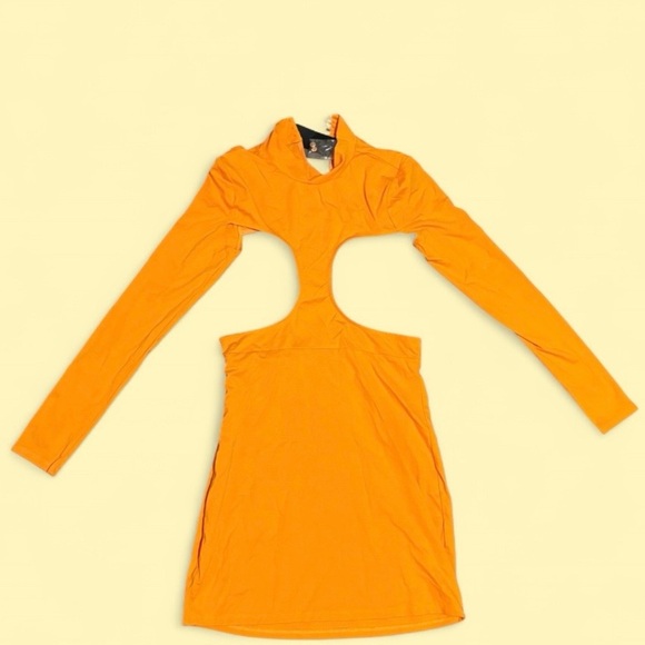 h:ours NWT Antonella Cut-Out Long Sleeve Mini Dress – Bright Orange – Size M - Picture 4 of 11